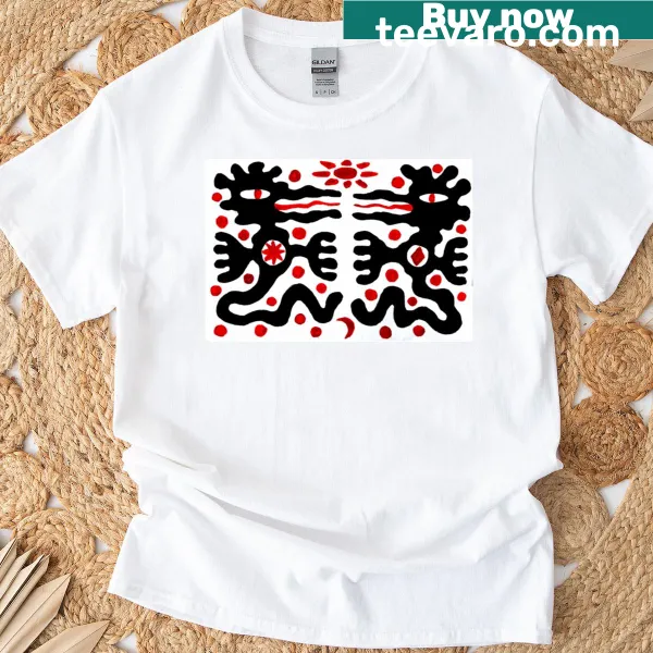 Cartoon illustration of two dragons in love on a t-shirt