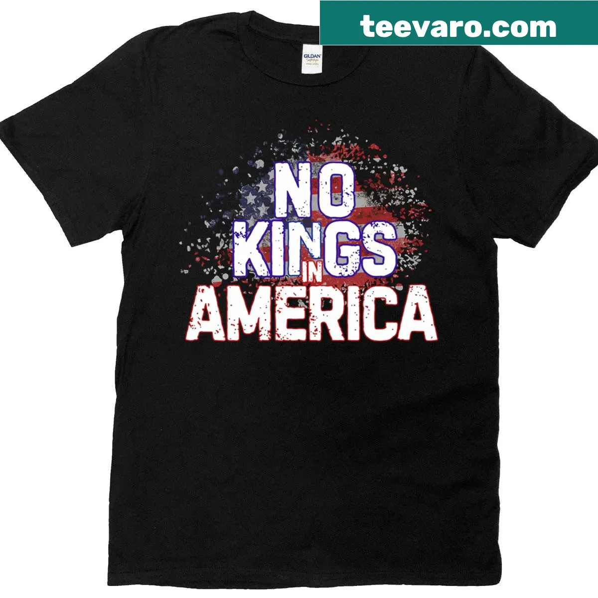 Typography design on a USA Flag No Kings In America T-shirt — on a men's t-shirt