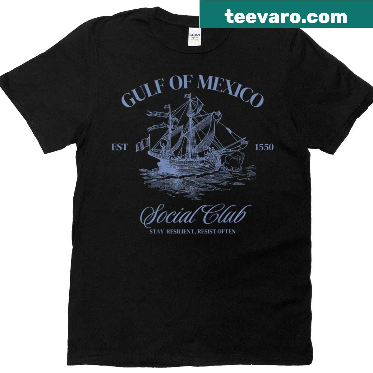 Vintage-style T-shirt with Gulf Of Mexico Social Club graphic — on a men's t-shirt