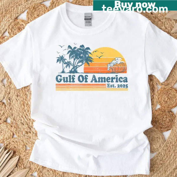 Vintage beach T-shirt featuring Gulf of USA sunset design