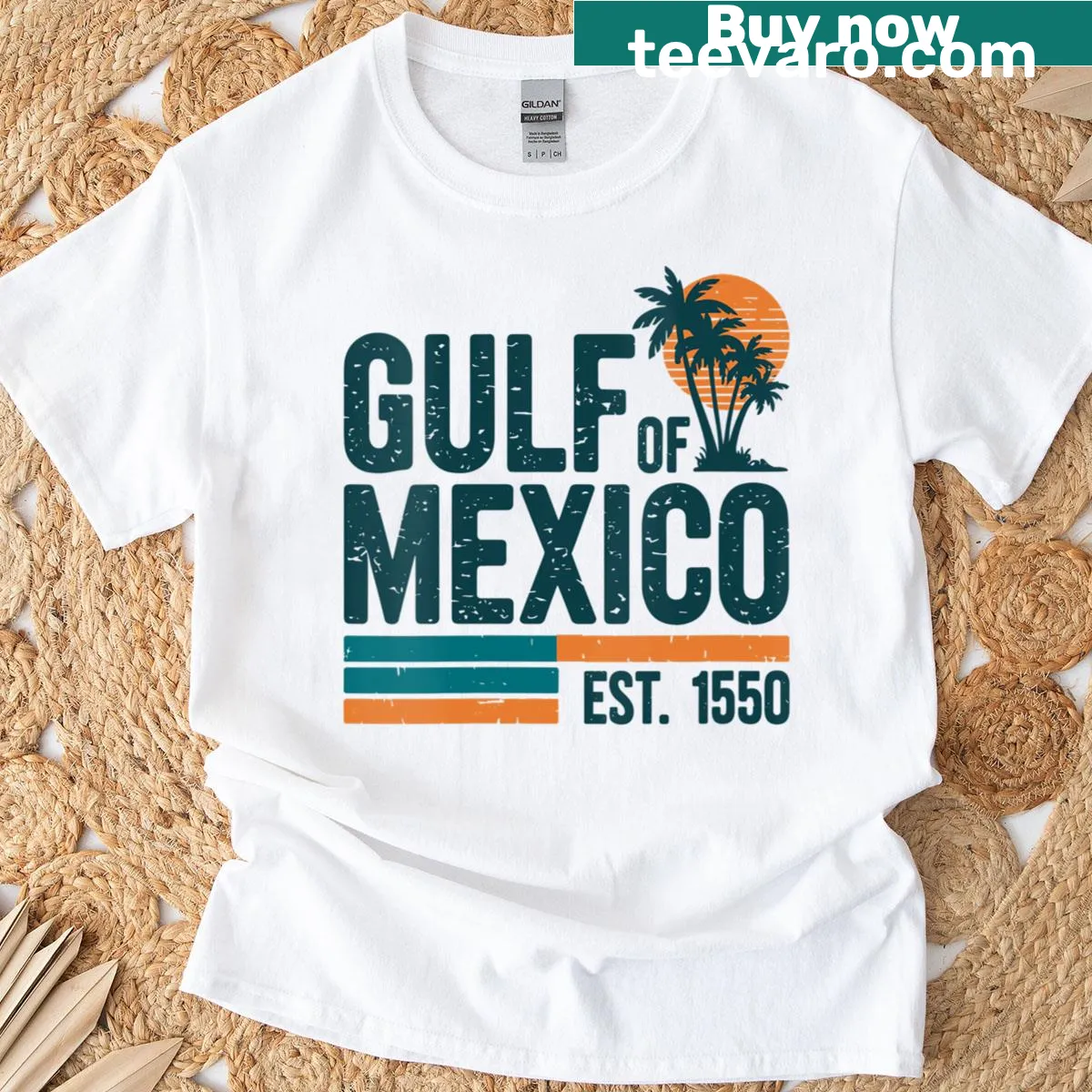 Retro Gulf of Mexico graphic with established date — on a men's t-shirt
