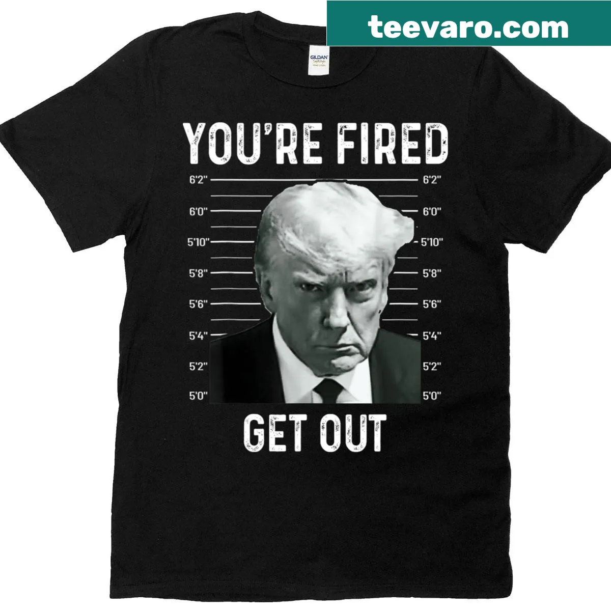 Funny Trump slogan t-shirt with 'You're Fired' text — on a men's t-shirt