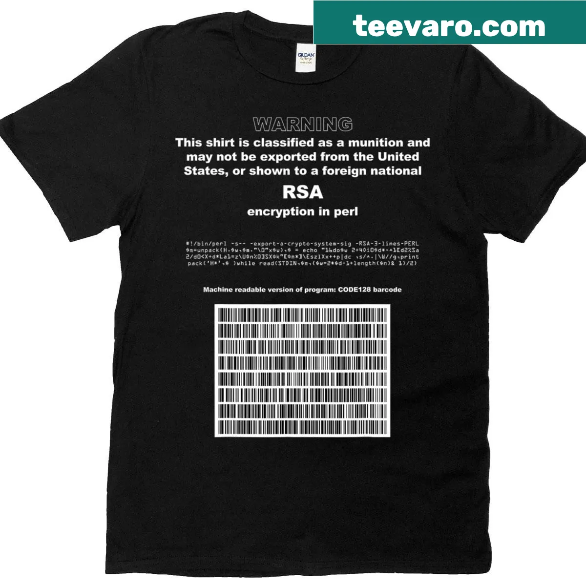 T-shirt with text about RSA encryption and Bitcoin — on a men's t-shirt