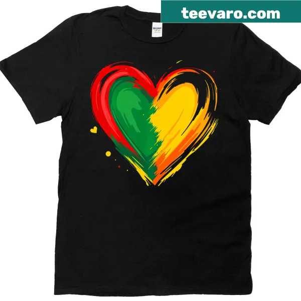 African heart design T-shirt celebrating Black History Month