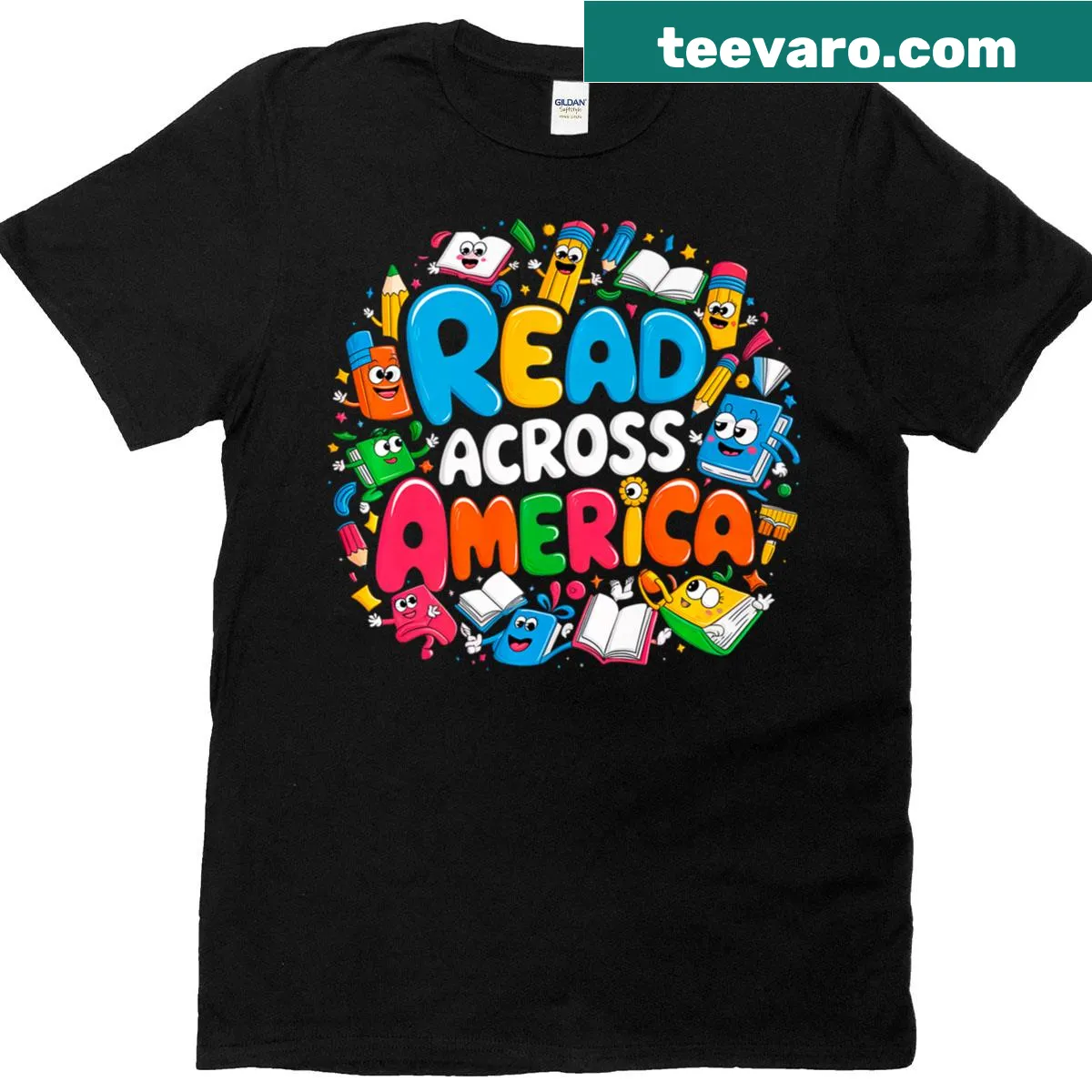 Teacher T-shirt promoting reading with inspiring graphics — on a men's t-shirt