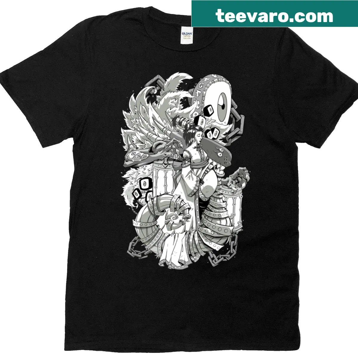 Edgy T-shirt inspired by The Grudge horror film. — on a men's t-shirt