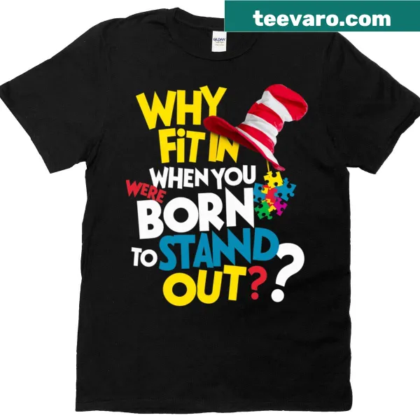 Illustration of a cool cat wearing a hat for autism awareness T-shirt