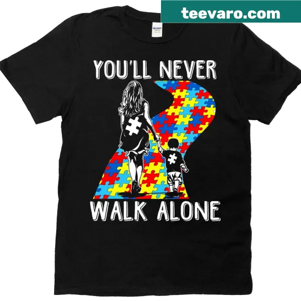 Text design reading 'You Will Never Walk Alone' for autism support