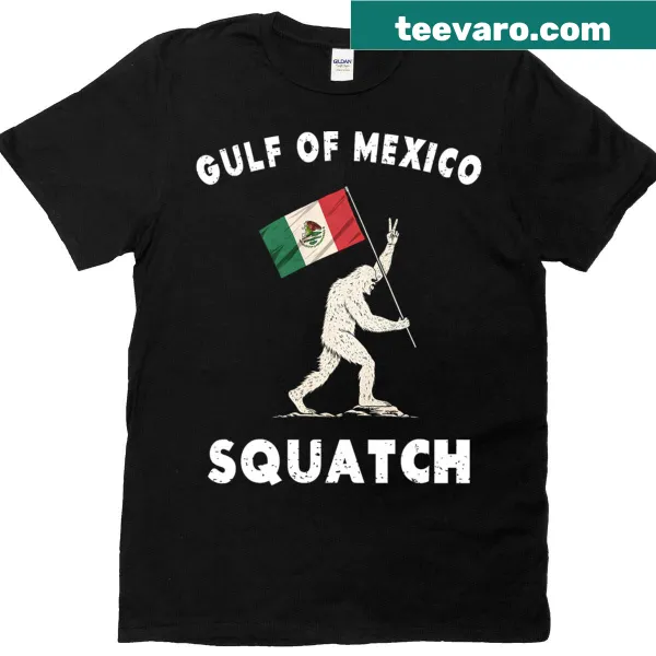 Bigfoot wearing Mexican flag on Gulf Coast T-shirt