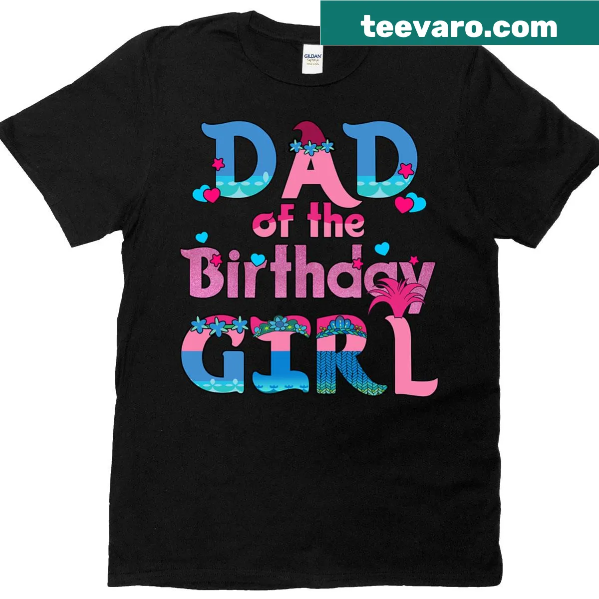 Funny T-shirt for birthday girls' dads featuring troll illustrations — on a men's t-shirt