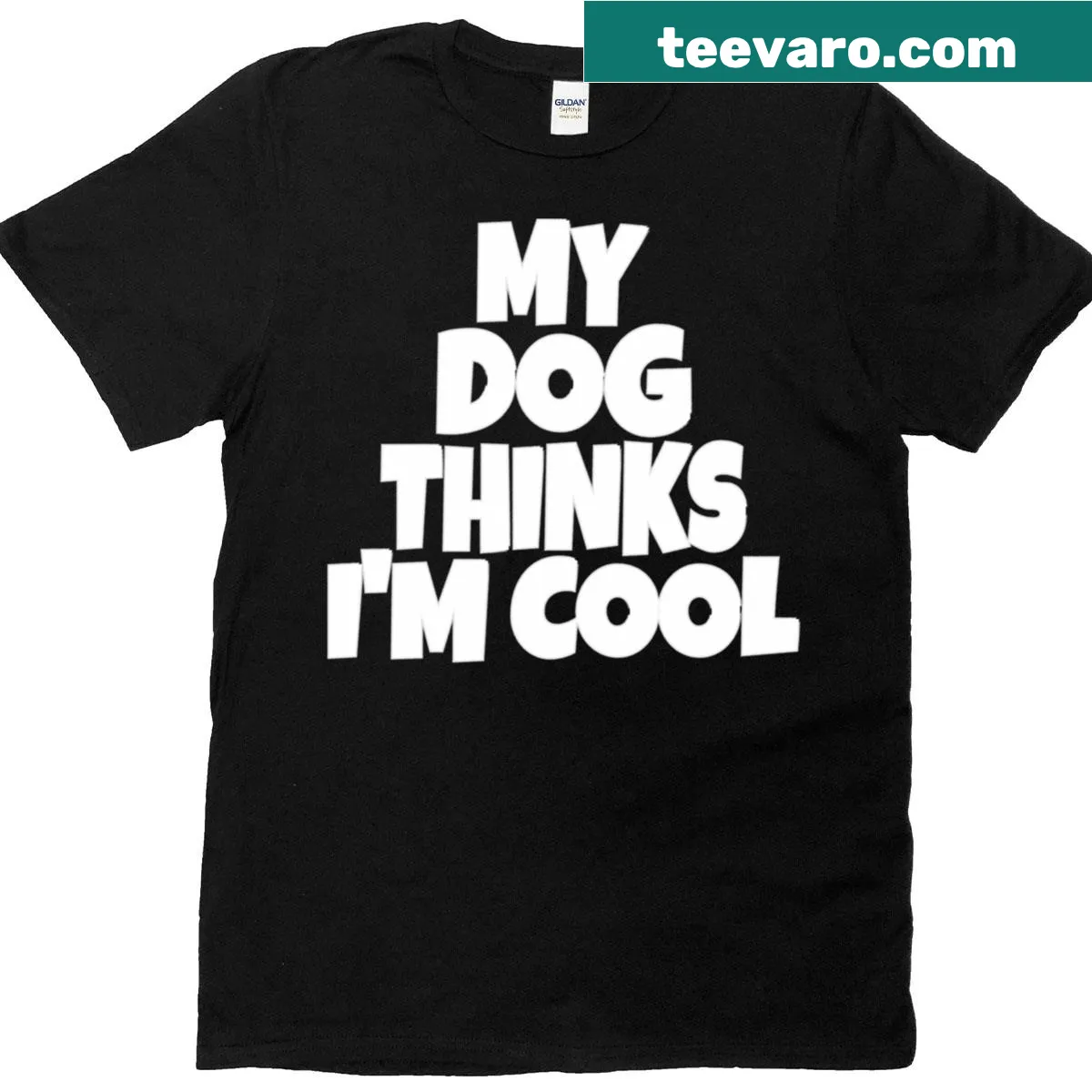 Funny quote t-shirt for dog owners: My Dog Thinks I'm Awesome — on a men's t-shirt