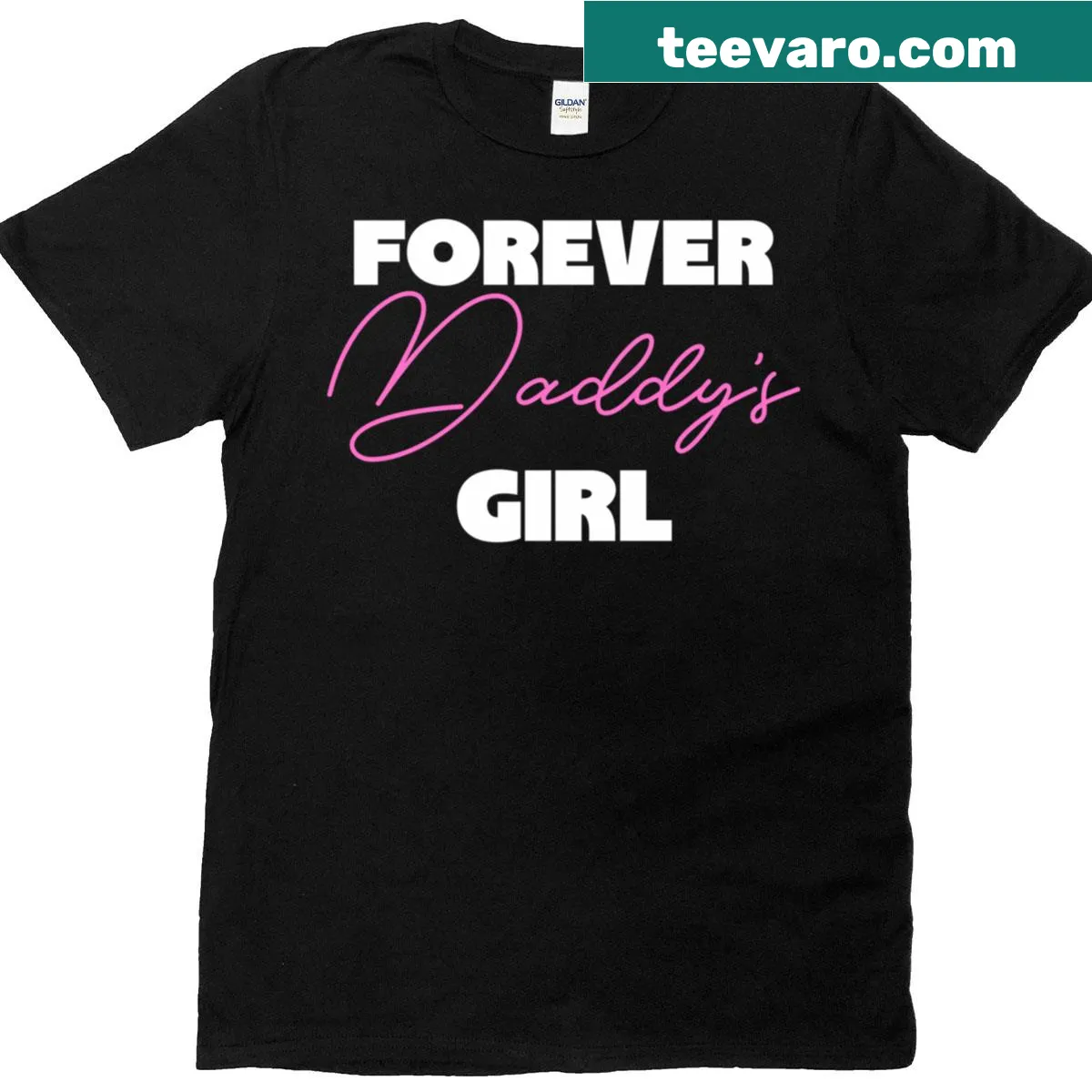 Sentimental t-shirt for dads featuring 'Daddy's Forever Little Girl' text — on a men's t-shirt
