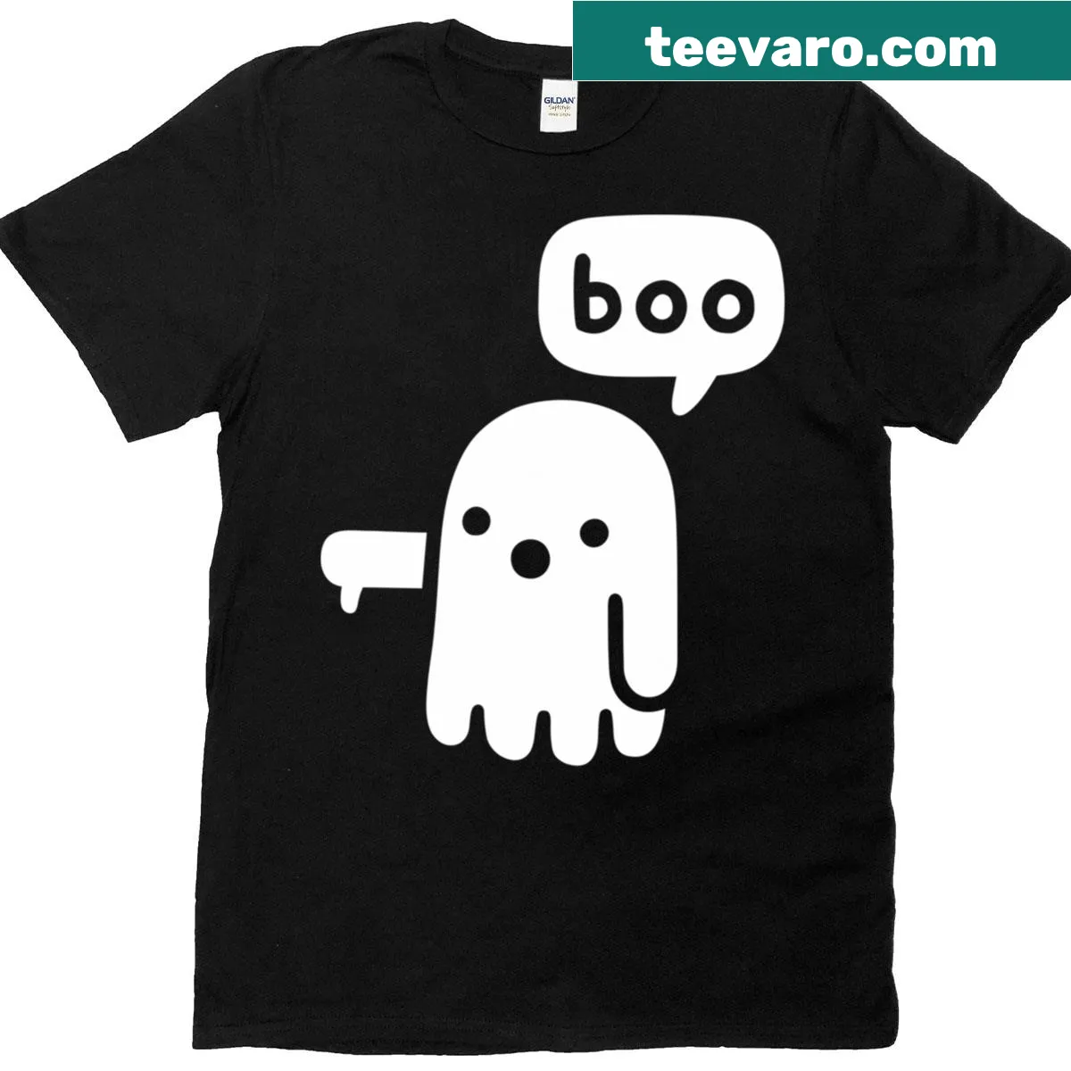 Whimsical ghost illustration on Disapproved Ghost Society T-shirt — on a men's t-shirt