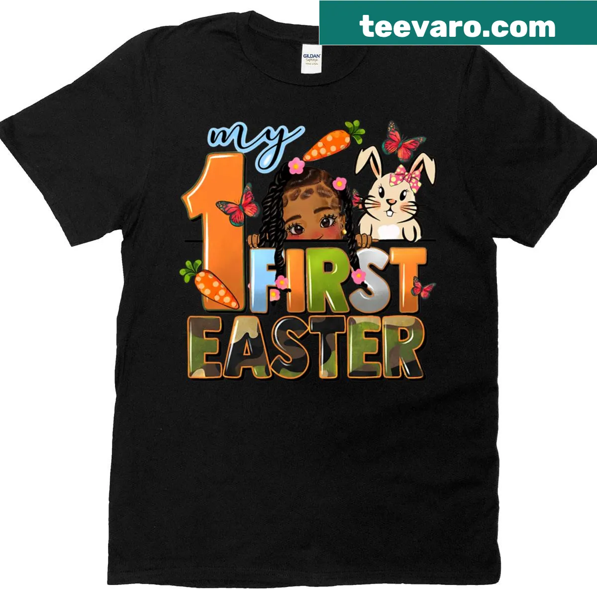 Cute Easter-themed t-shirt for family members of all ages — on a men's t-shirt