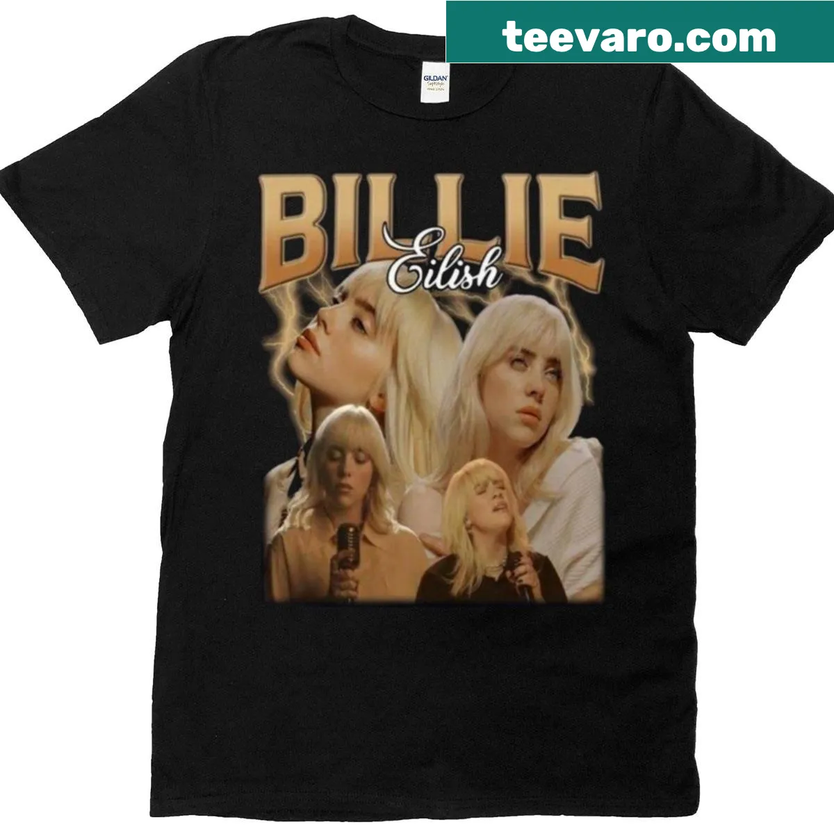 Billie Eilish lyrics collage graphic T-shirt — on a men's t-shirt