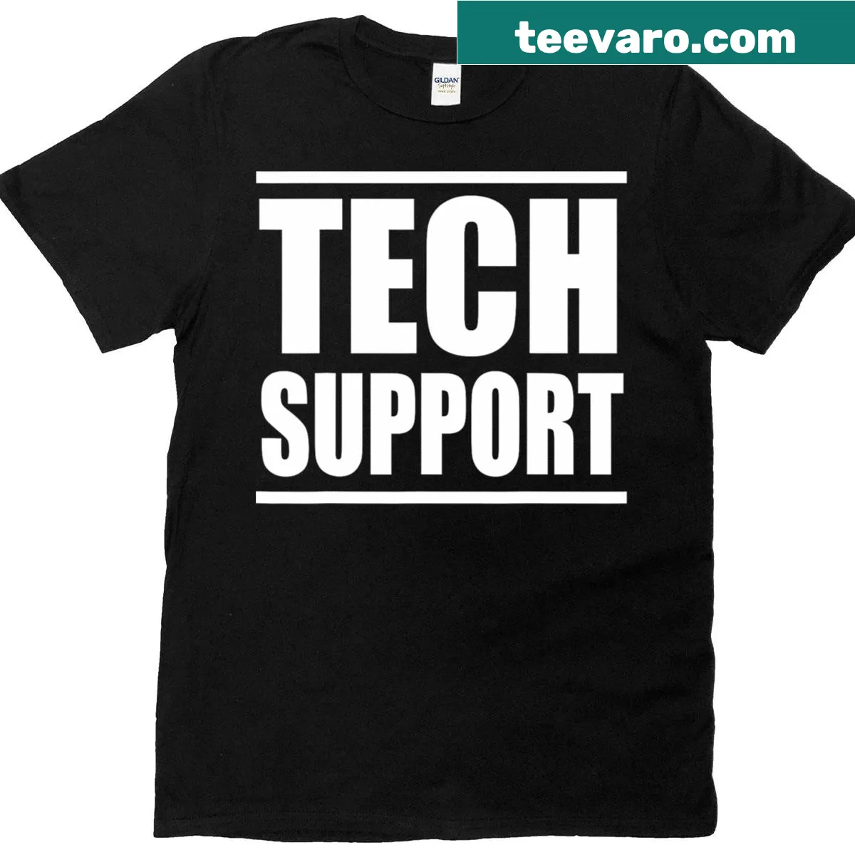 T-shirt emphasizing expert tech support services available online — on a men's t-shirt