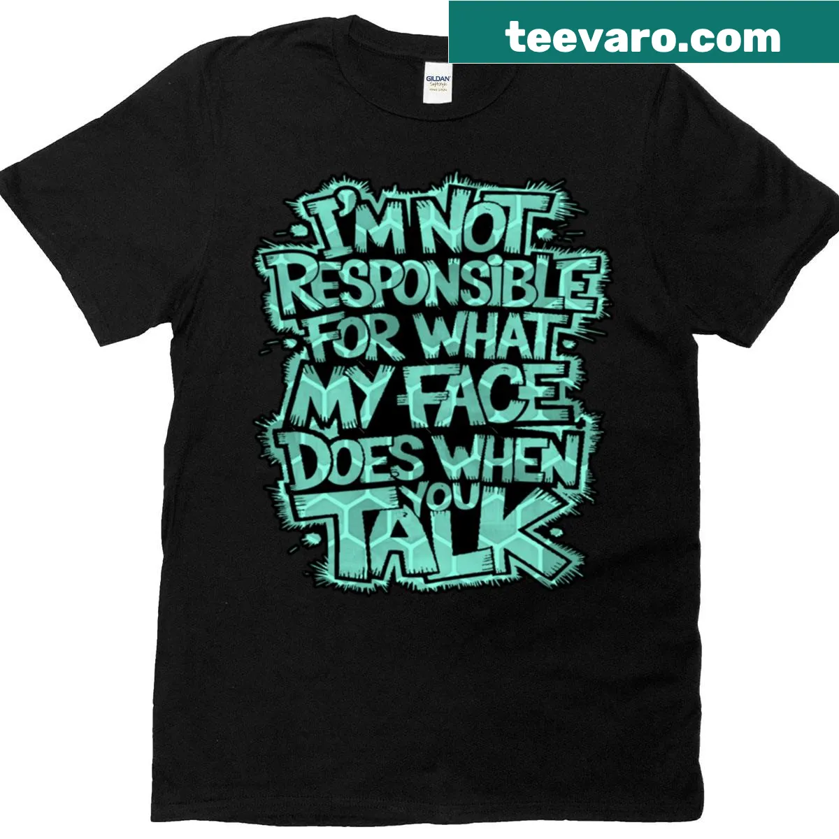 Humorous t-shirt with the phrase 'Face Responsibility Not Mine' — on a men's t-shirt