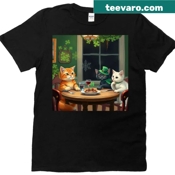 T-shirt with playful graphic of cats and catnip cake treats