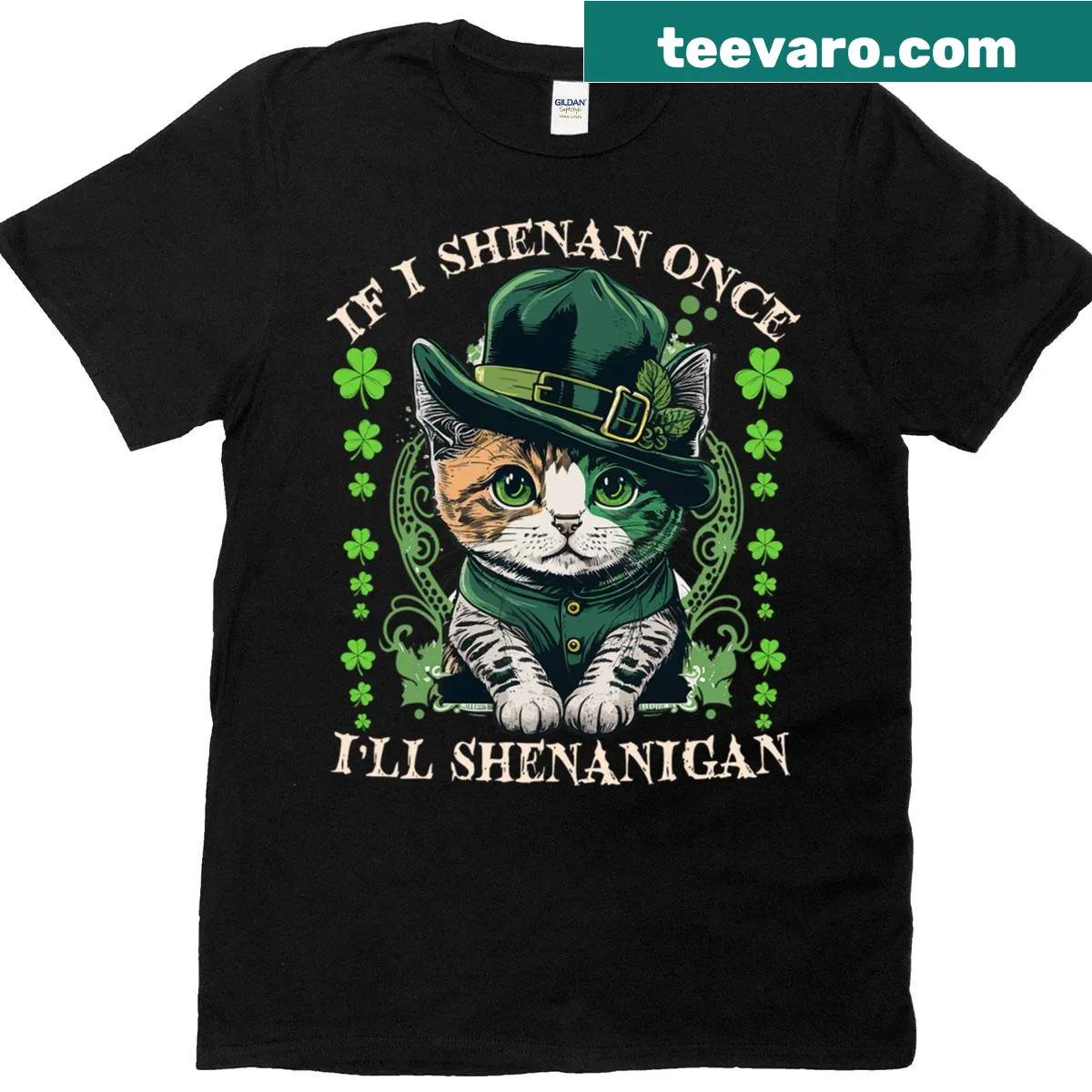 Playful t-shirt featuring cats at play and their shenanigans. — on a men's t-shirt