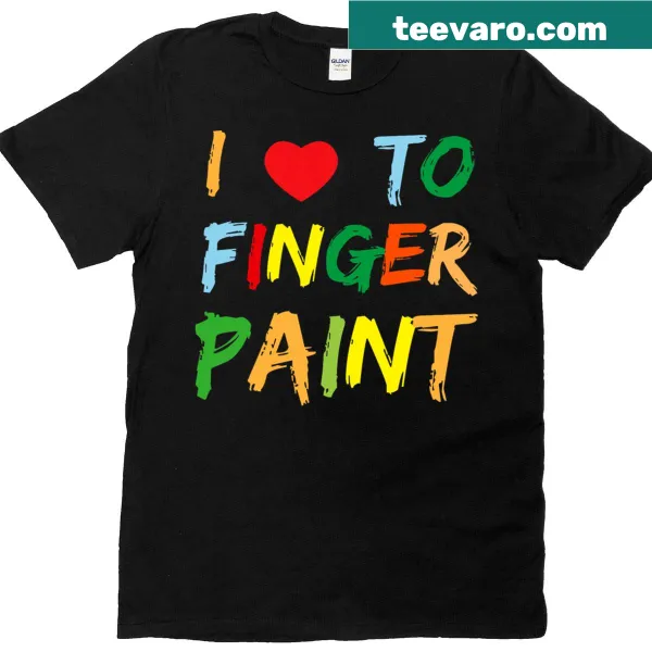 Cute t-shirt with hand-lettered 'I Love You' in finger-painted style