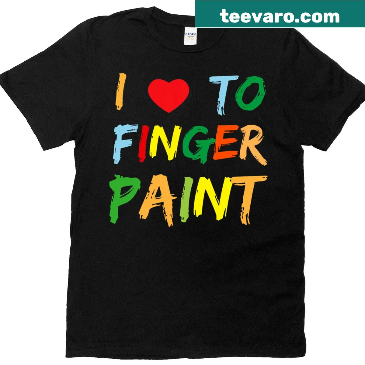 Cute t-shirt with hand-lettered 'I Love You' in finger-painted style — on a men's t-shirt