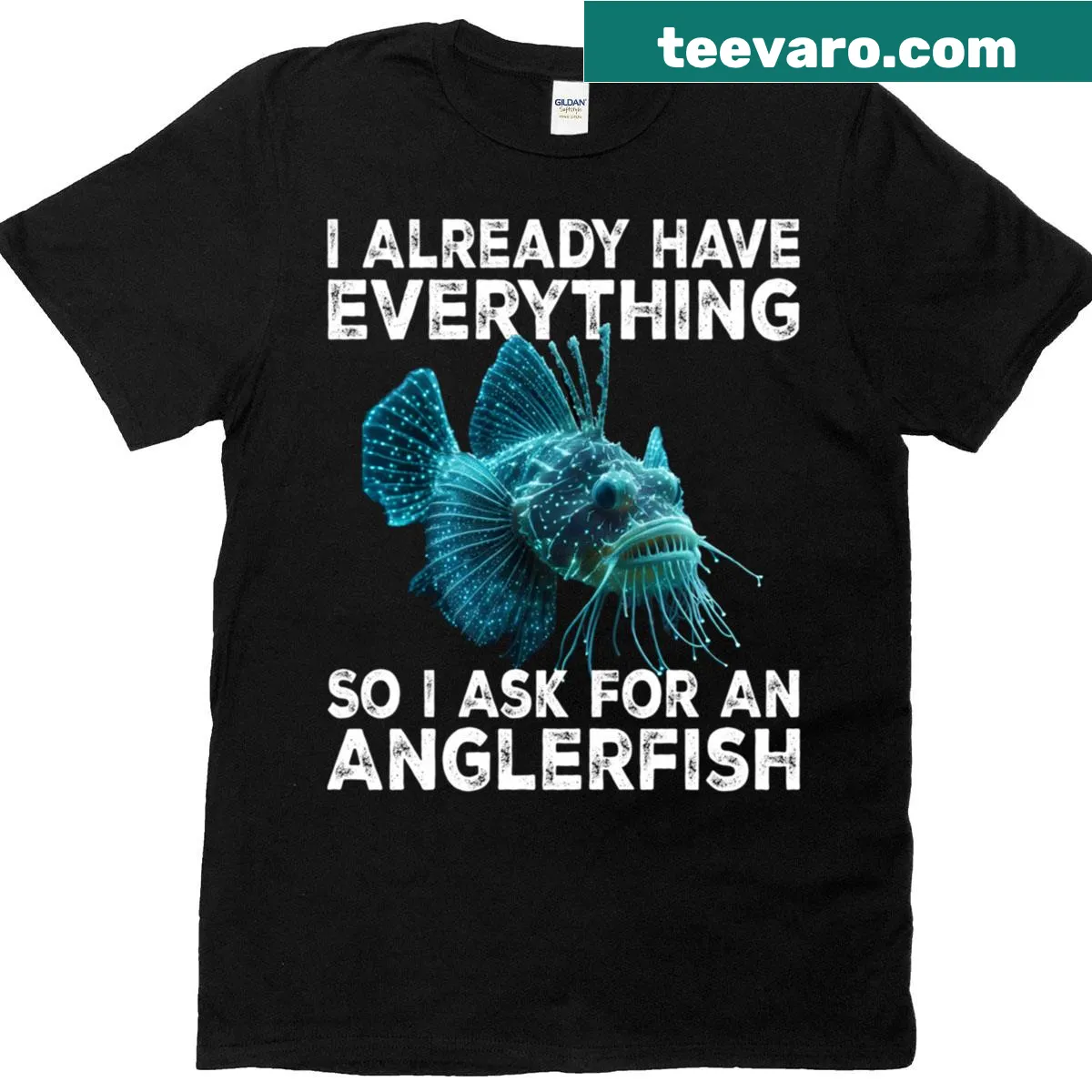 Humorous T-shirt for anglerfish lovers with witty text — on a men's t-shirt