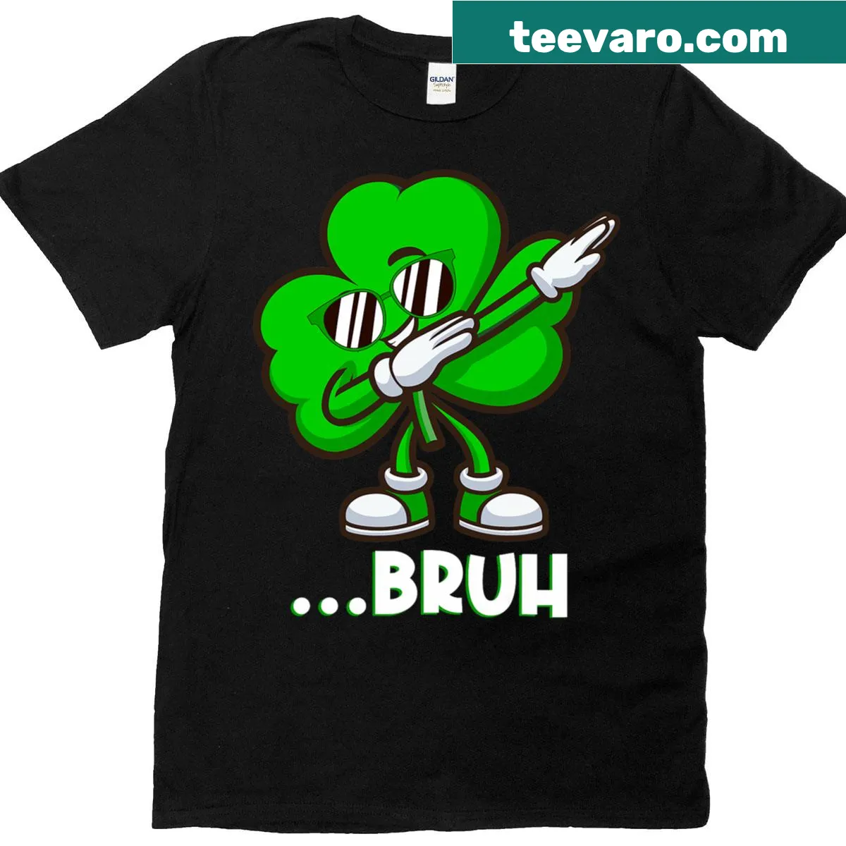 Funny shamrock dabbing t-shirt for St. Patrick's Day — on a men's t-shirt