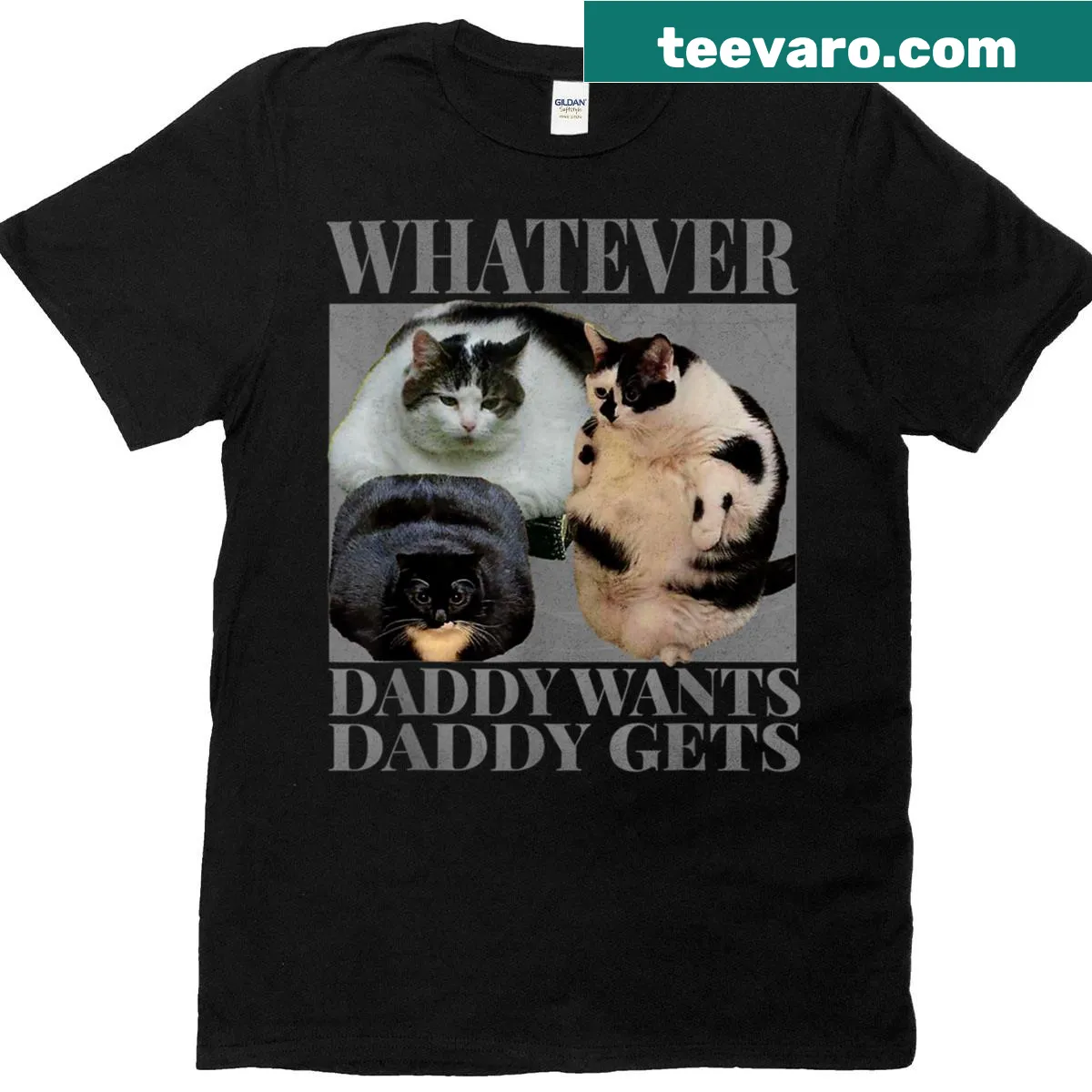 Vintage Cat Daddy meme t-shirt with playful graphics — on a men's t-shirt