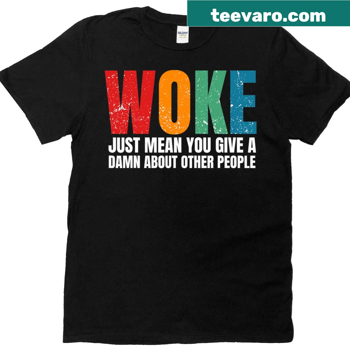 Powerful message about caring for others in simple typography — on a men's t-shirt