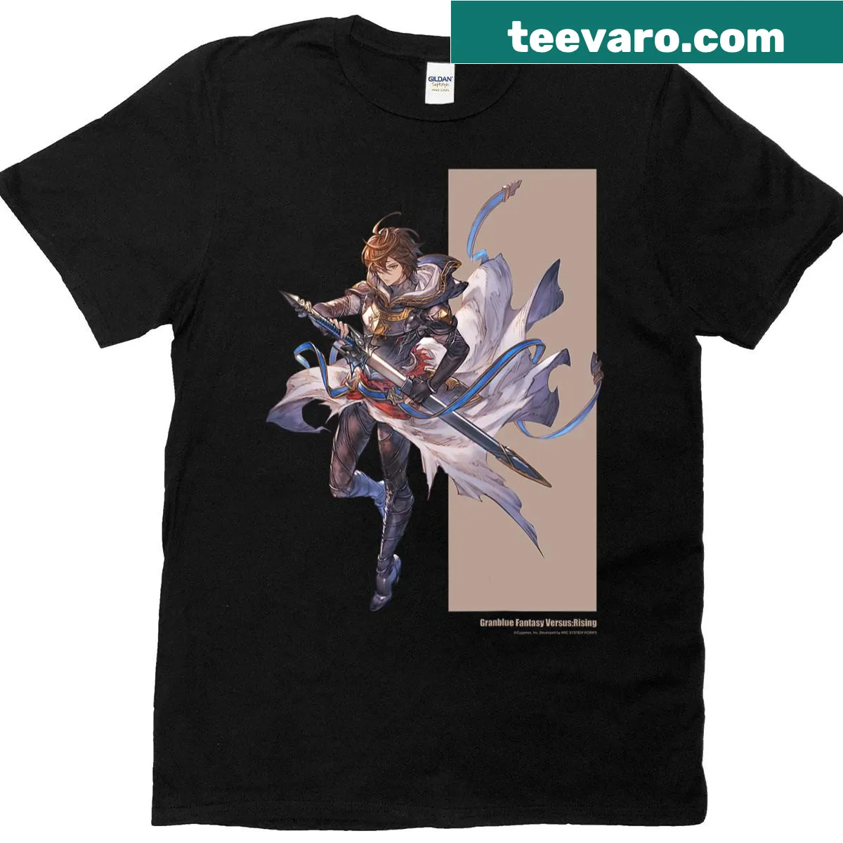 T-shirt featuring Granblue Fantasy characters Sandalphon in action — on a men's t-shirt