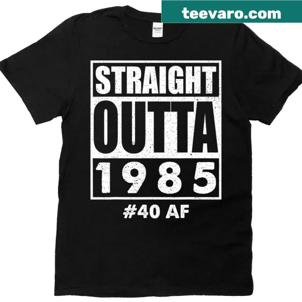 Nostalgic graphic celebrating a 40th birthday with 1980s style on a T-shirt