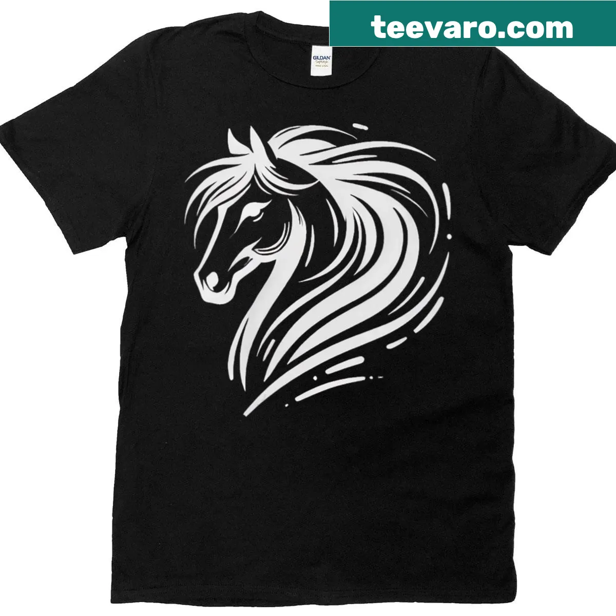 Minimalist line art of a horse on a women's V-neck T-shirt — on a men's t-shirt