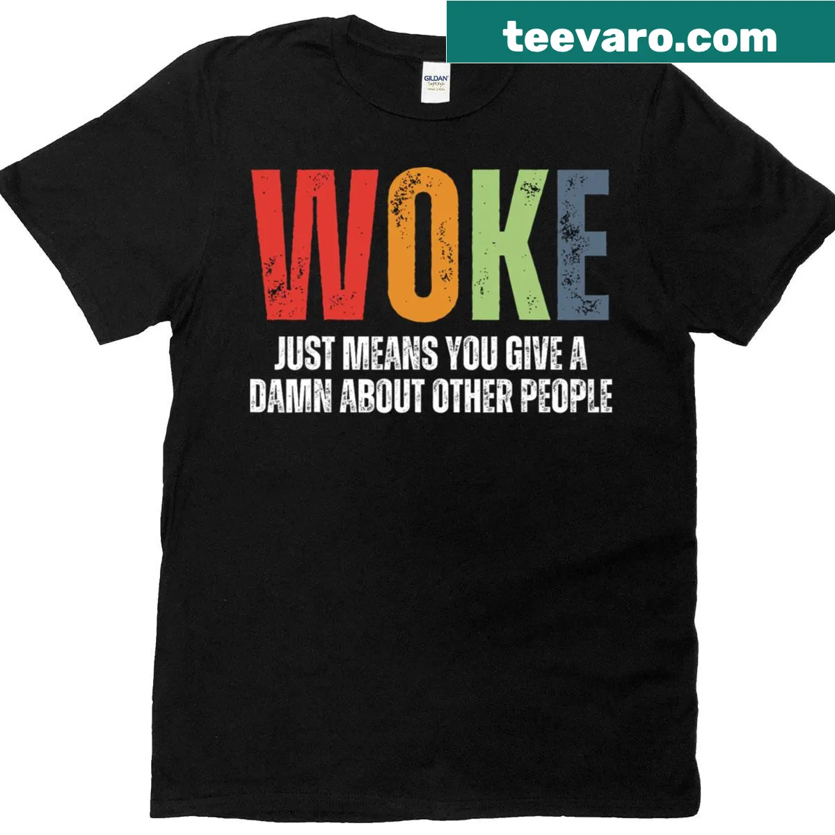 Woke slogan t-shirt emphasizing the importance of caring for others — on a men's t-shirt
