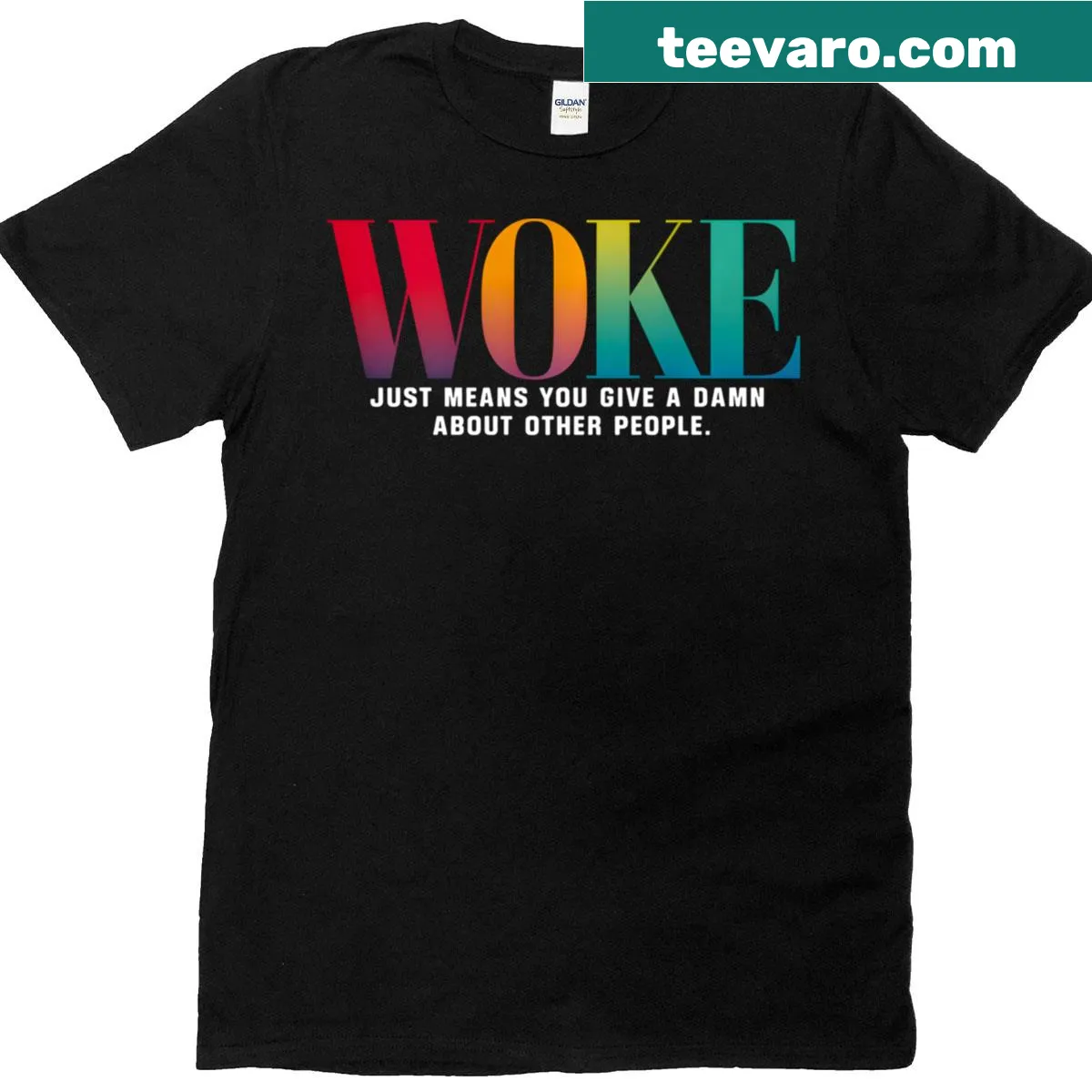 T-shirt with social awareness message about caring for others — on a men's t-shirt