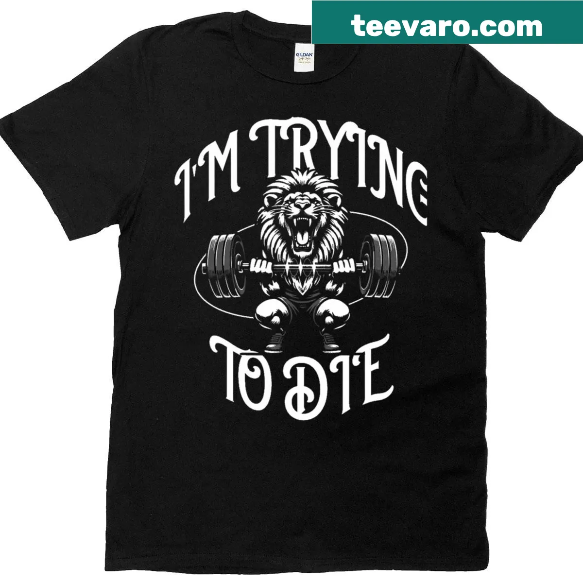 Funny workout t-shirt with humorous gym quotes — on a men's t-shirt