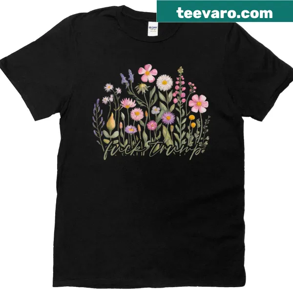 Floral T-shirt with liberal anti-Trump watercolor design