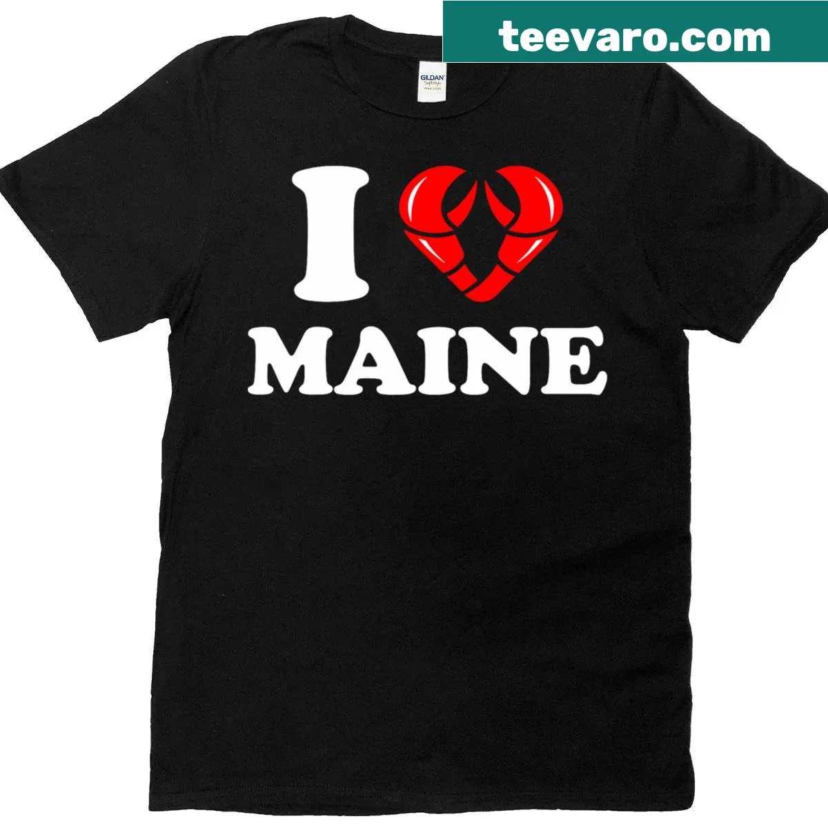 Heart-shaped lobster design representing Maine coastal memories — on a men's t-shirt