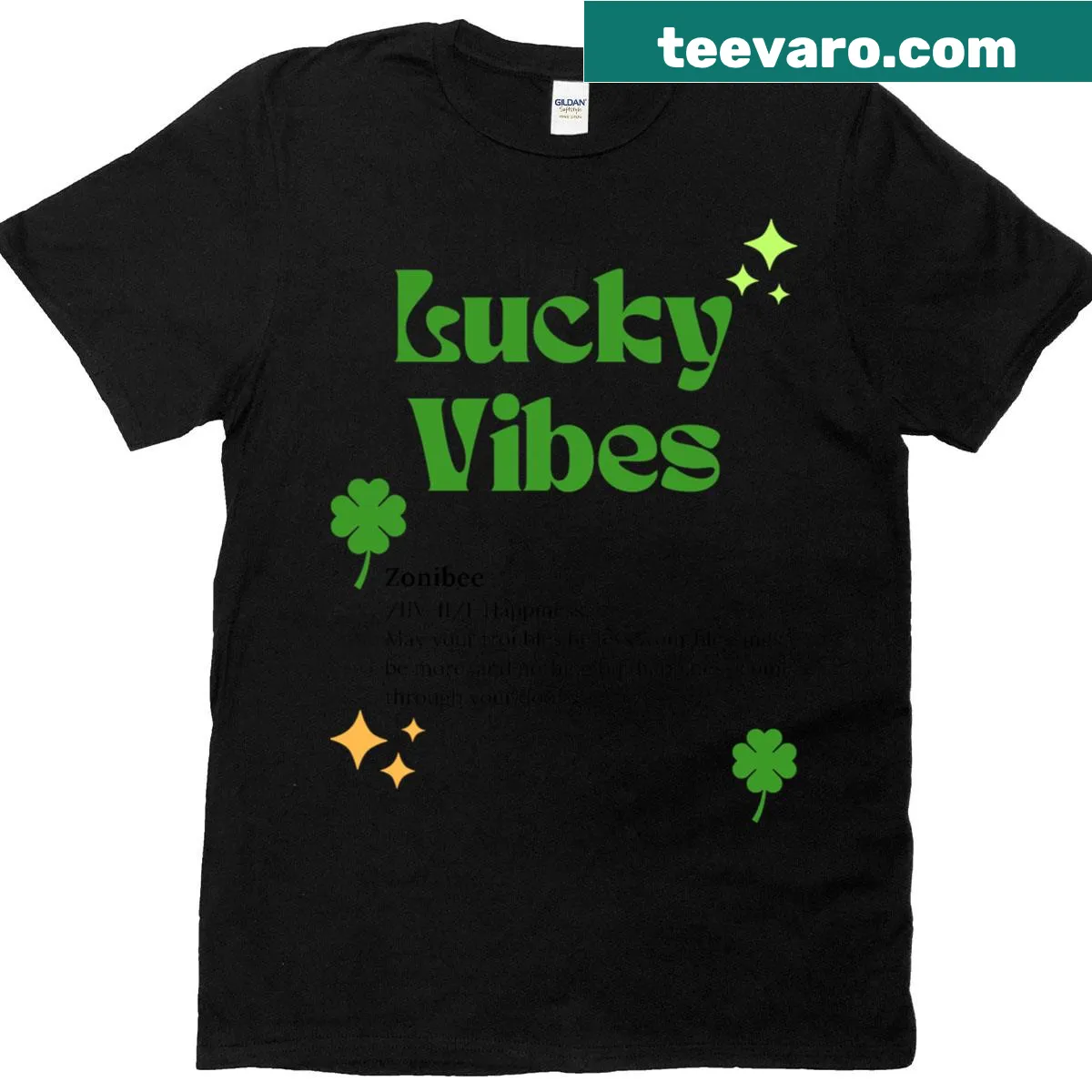 T-shirt with 'Vibes Only' text for St. Patrick's Day celebration — on a men's t-shirt