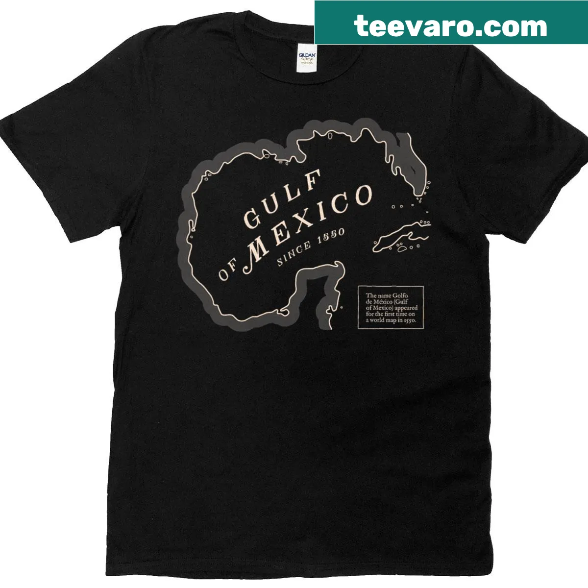 Illustrated t-shirt featuring a map of Gulf of Mexico beaches and islands — on a men's t-shirt
