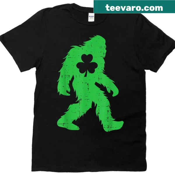 Bigfoot graphic with shamrocks for St. Patrick's Day