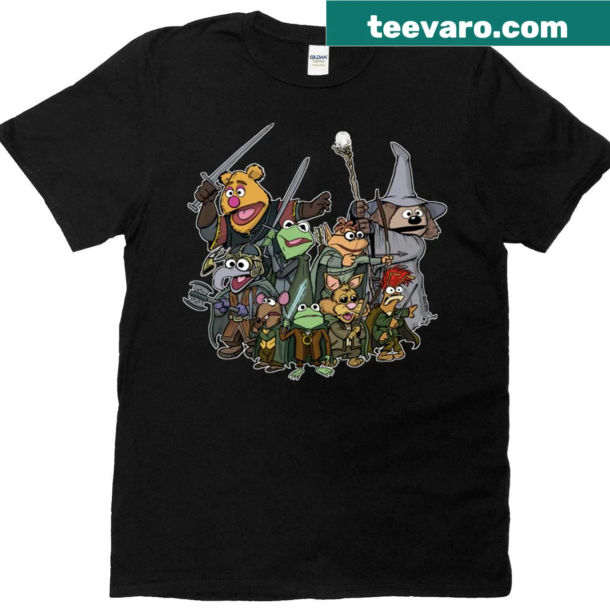 Illustrative t-shirt celebrating friendship with Muppet characters — on a men's t-shirt
