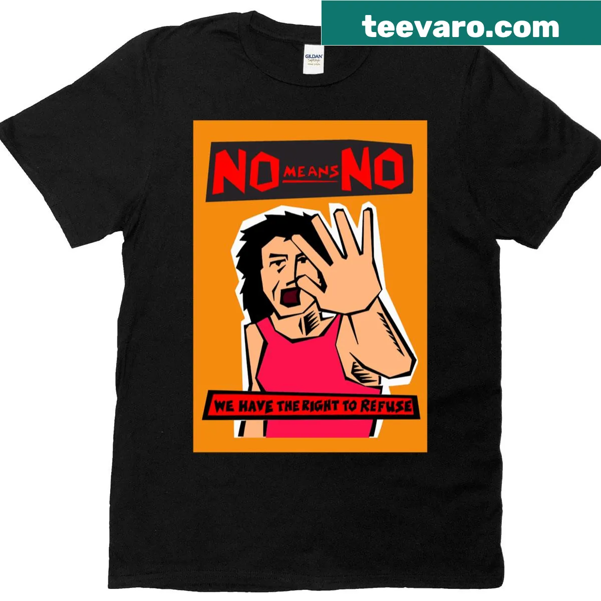 T-shirt promoting consent awareness with the message No Means No — on a men's t-shirt
