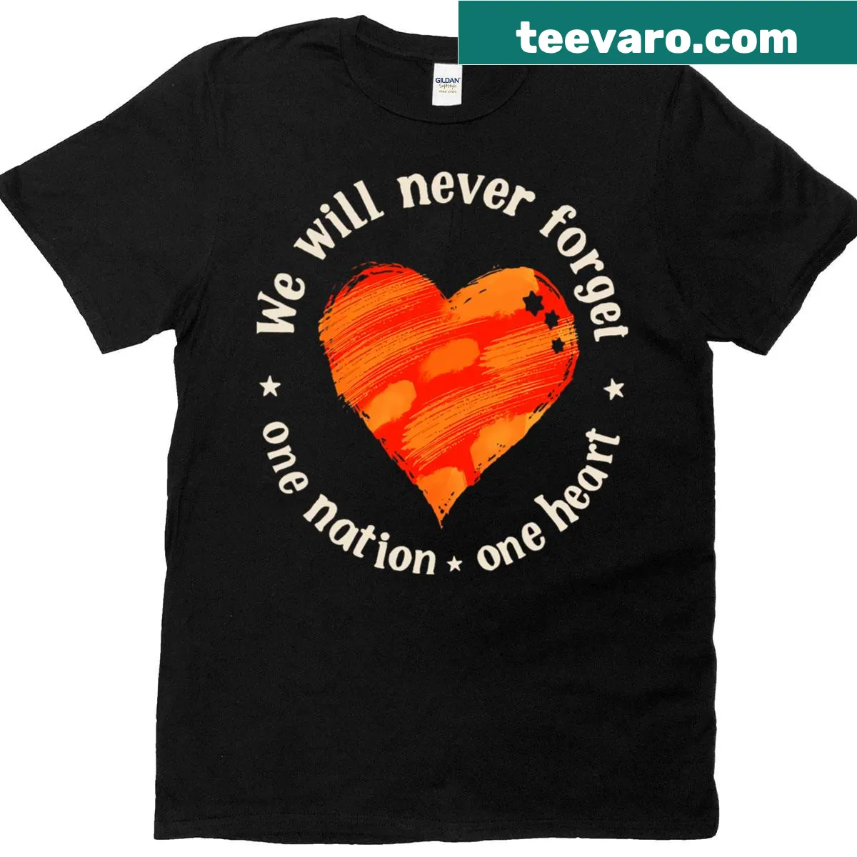 T-shirt with bold typography saying 'One Heart One Nation' in an inspiring design. — on a men's t-shirt