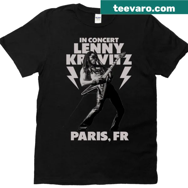 T-shirt for Lenny Kravitz's Paris concert tour featuring vibrant illustration