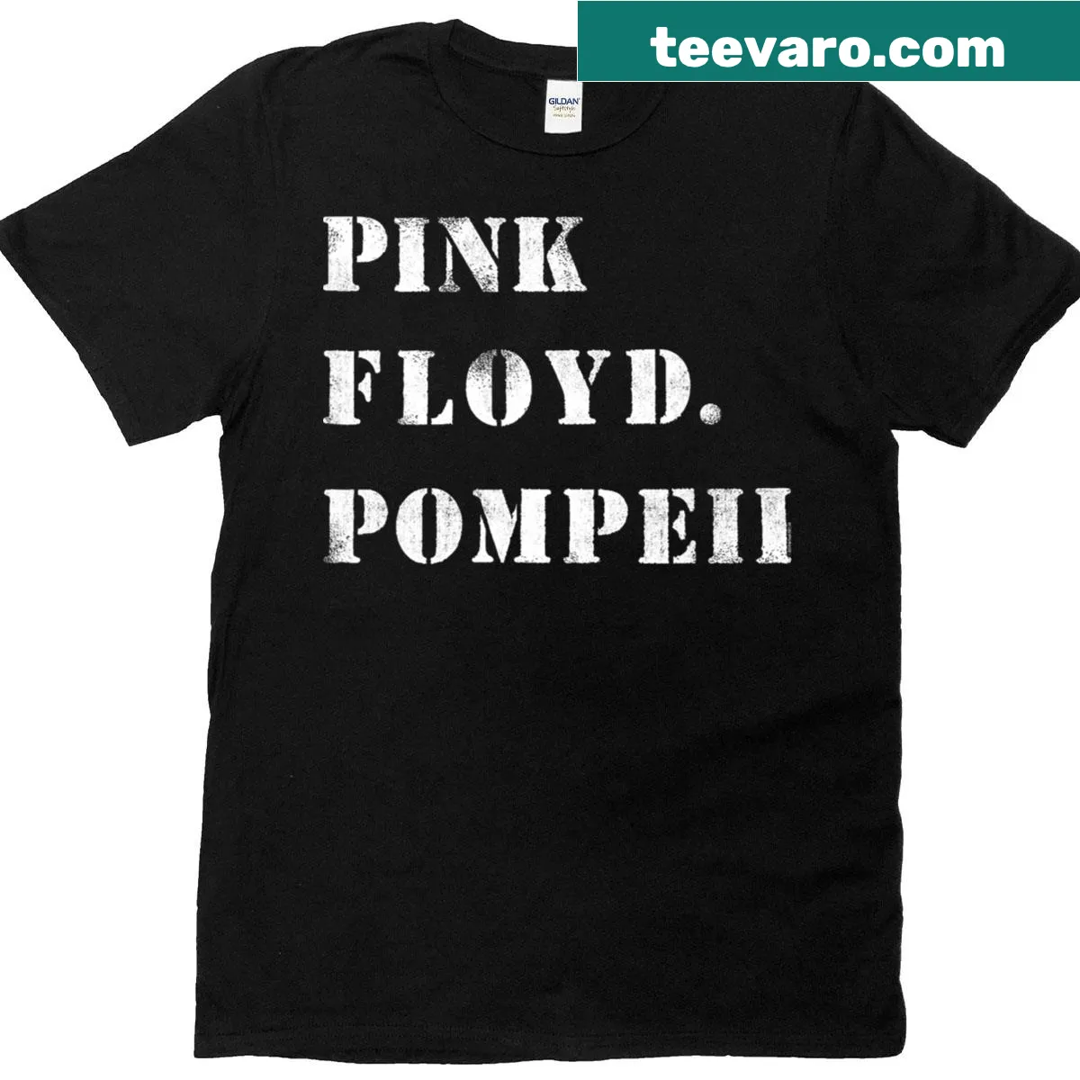 Stencil design T-shirt inspired by Pink Floyd's Pompeii — on a men's t-shirt