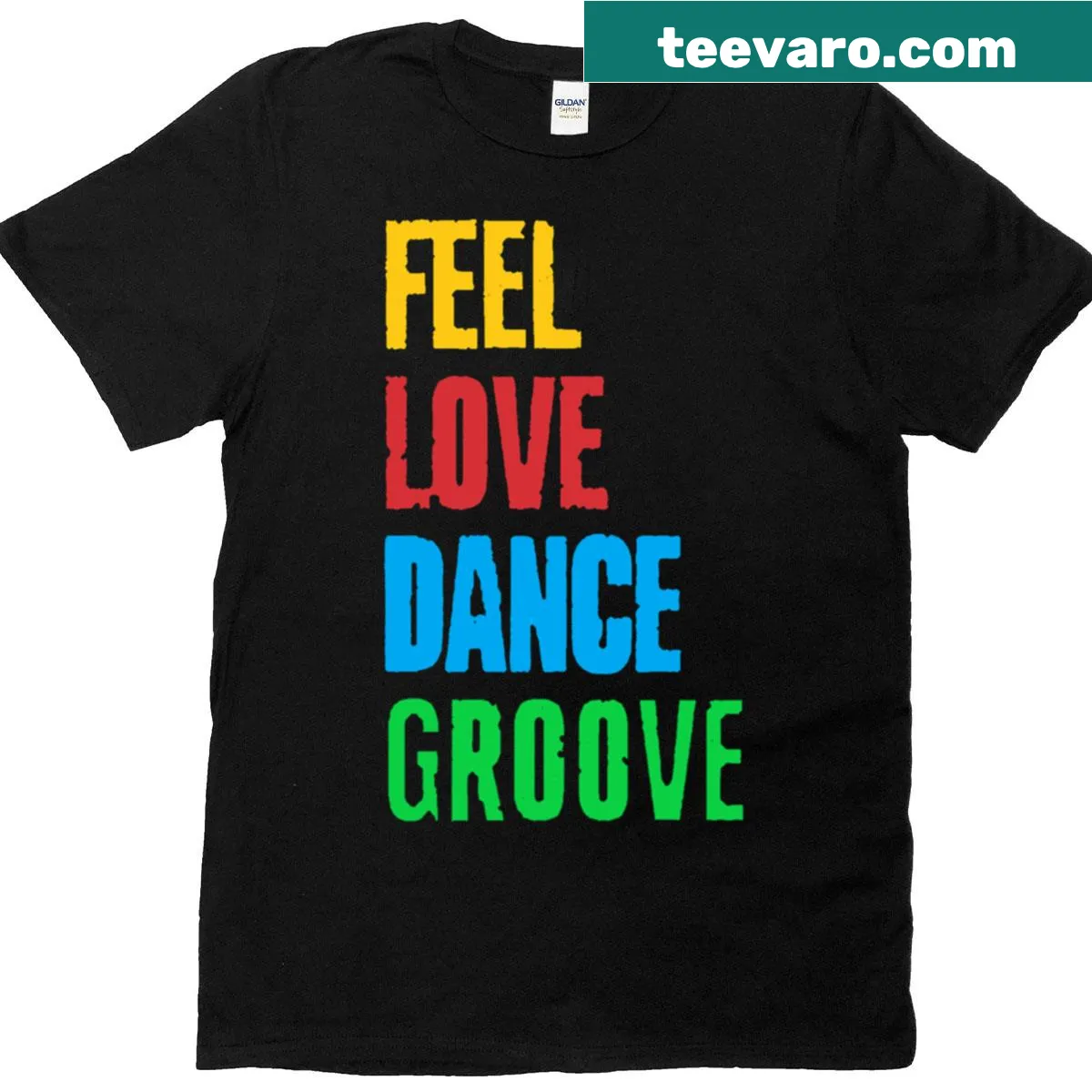 Motivational t-shirt with upbeat typography encouraging positivity and movement — on a men's t-shirt