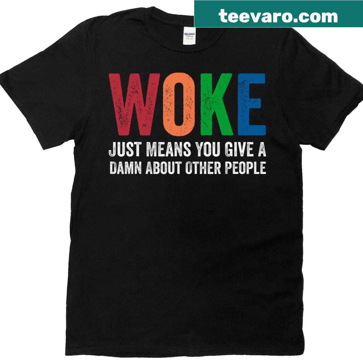 Uplifting message about caring for others in a pride-themed T-shirt — on a men's t-shirt