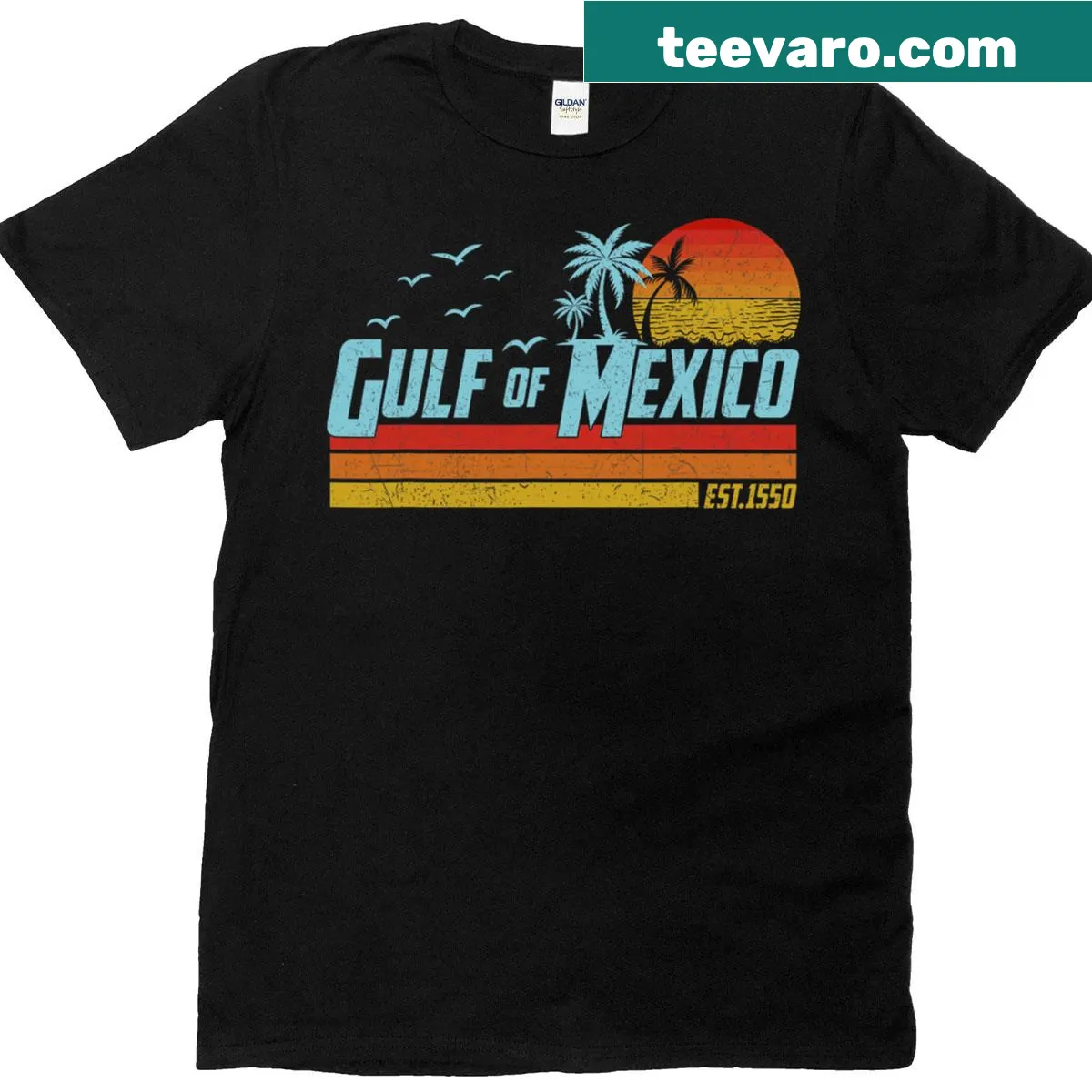 Vintage beach adventure design for Gulf Coast, established 1550, on a T-shirt — on a men's t-shirt