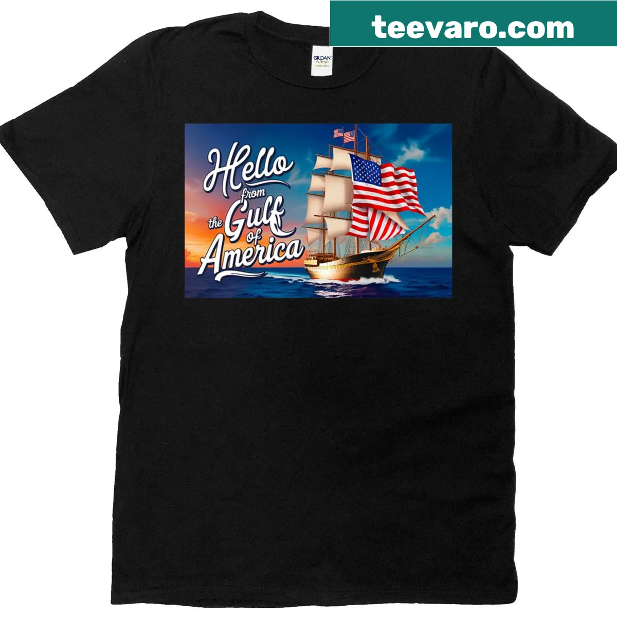 Retro beachwear themed t-shirt inspired by Gulf Coast USA — on a men's t-shirt