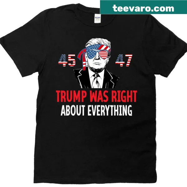 T-shirt with American flag and text referencing Trump